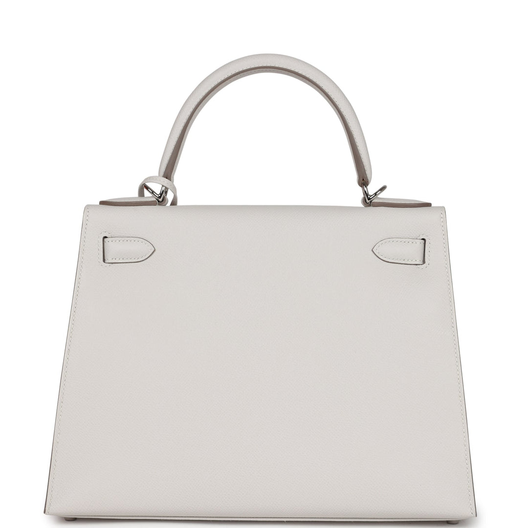 Hermes Kelly Sellier 28 Gris Pale Epsom Palladium Hardware