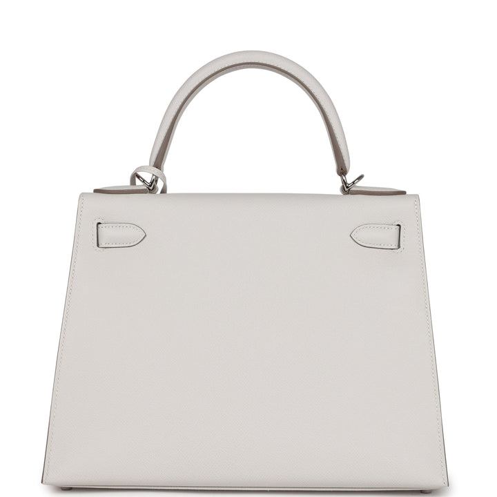 Hermes Kelly Sellier 28 Gris Pale Epsom Palladium Hardware