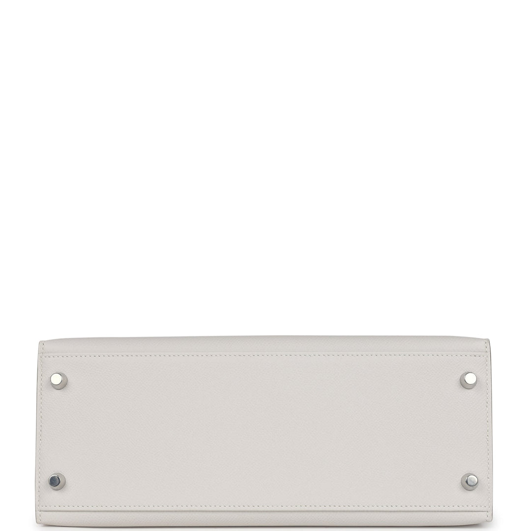 Hermes Kelly Sellier 28 Gris Pale Epsom Palladium Hardware