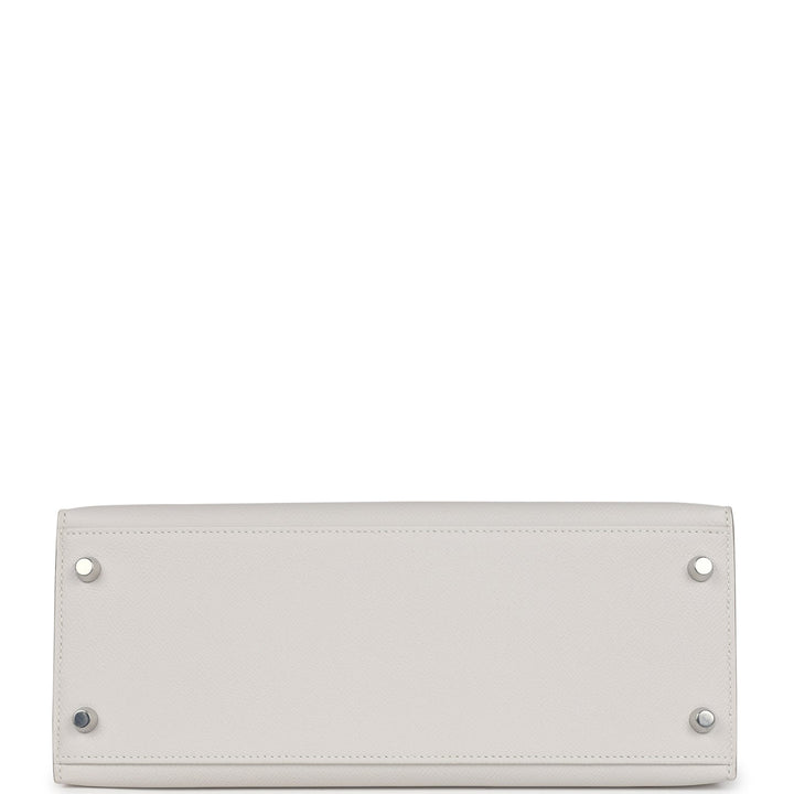 Hermes Kelly Sellier 28 Gris Pale Epsom Palladium Hardware