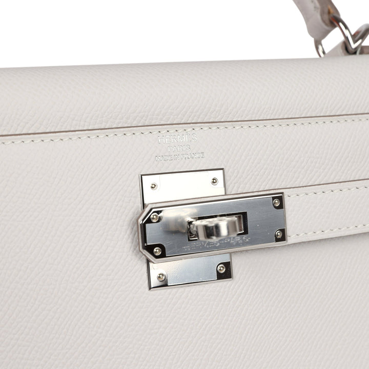 Hermes Kelly Sellier 28 Gris Pale Epsom Palladium Hardware