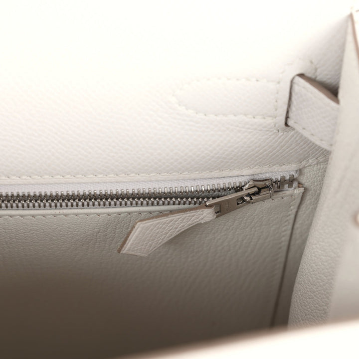 Hermes Kelly Sellier 28 Gris Pale Epsom Palladium Hardware