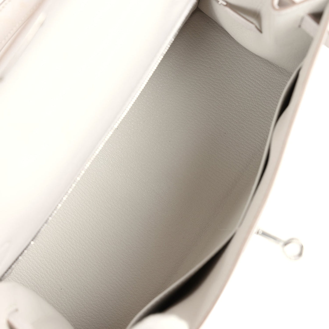Hermes Kelly Sellier 28 Gris Pale Epsom Palladium Hardware