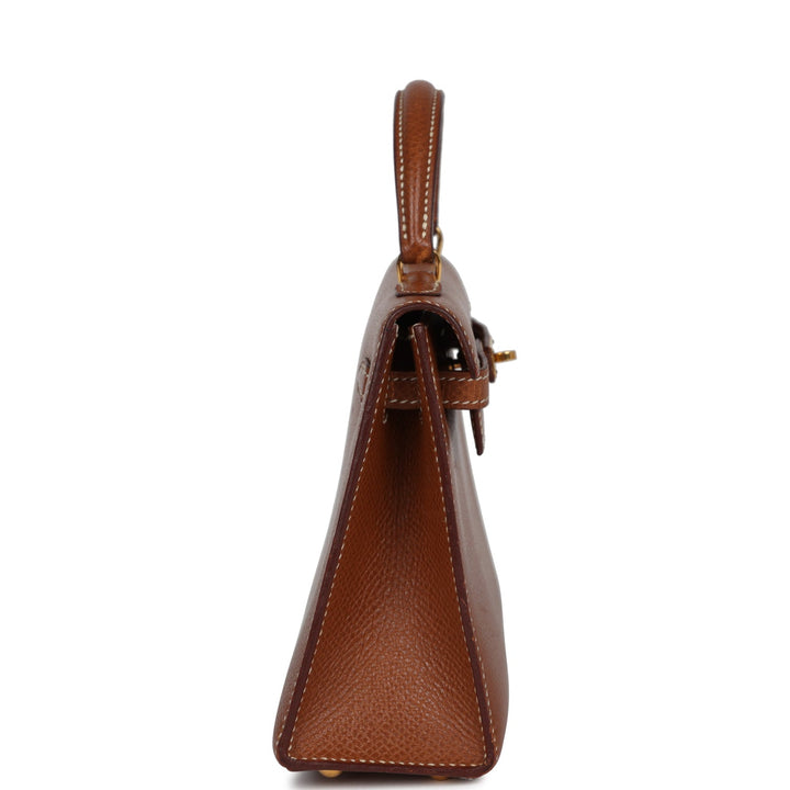 Hermes Micro Kelly Sellier 15 Gold Courchevel Gold Hardware