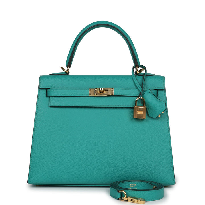 Hermes Kelly Sellier 25 Vert Verone Epsom Gold Hardware