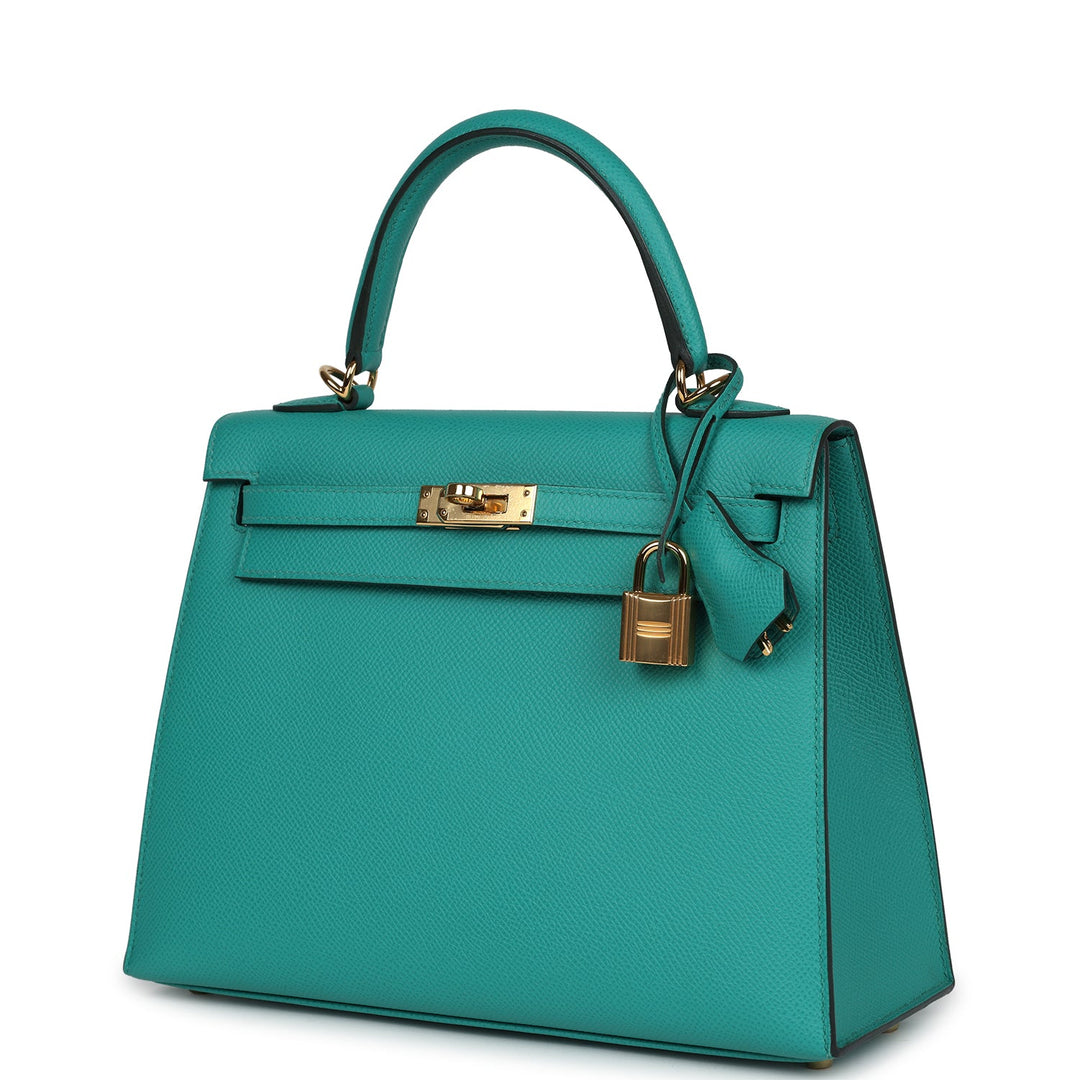 Hermes Kelly Sellier 25 Vert Verone Epsom Gold Hardware