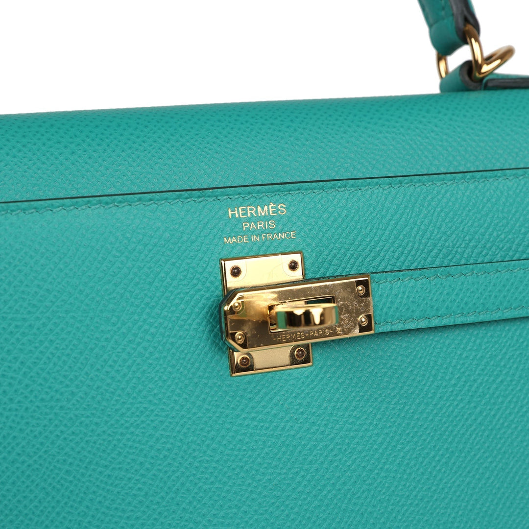 Hermes Kelly Sellier 25 Vert Verone Epsom Gold Hardware