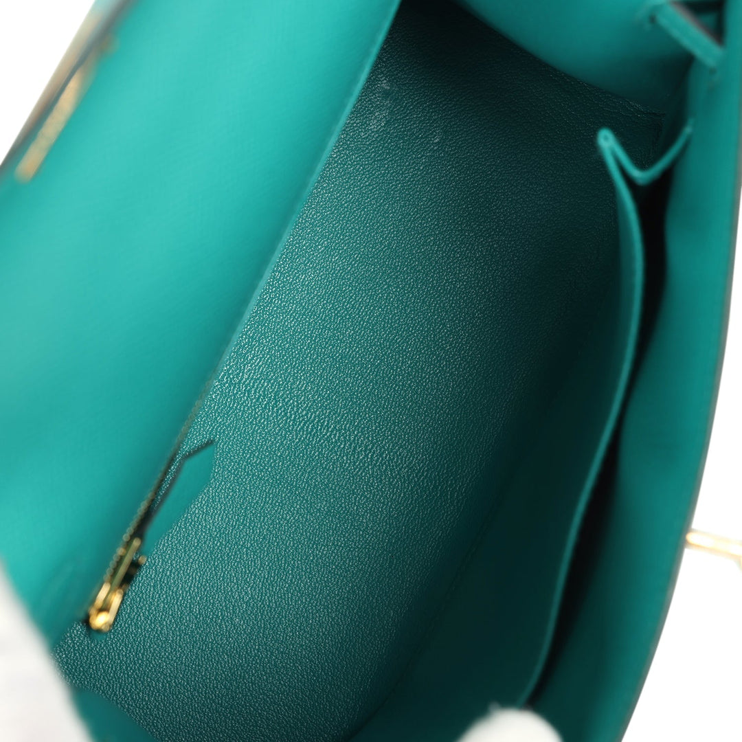 Hermes Kelly Sellier 25 Vert Verone Epsom Gold Hardware