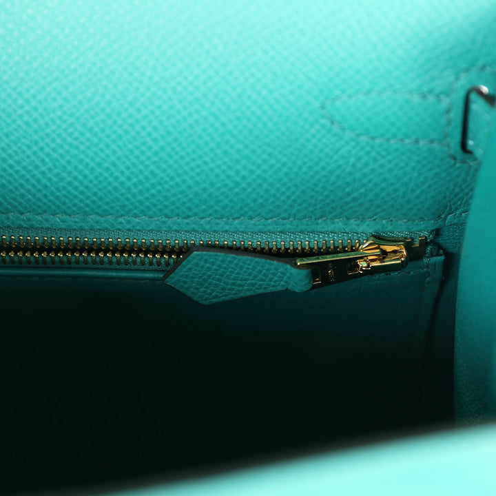 Hermes Kelly Sellier 25 Vert Verone Epsom Gold Hardware