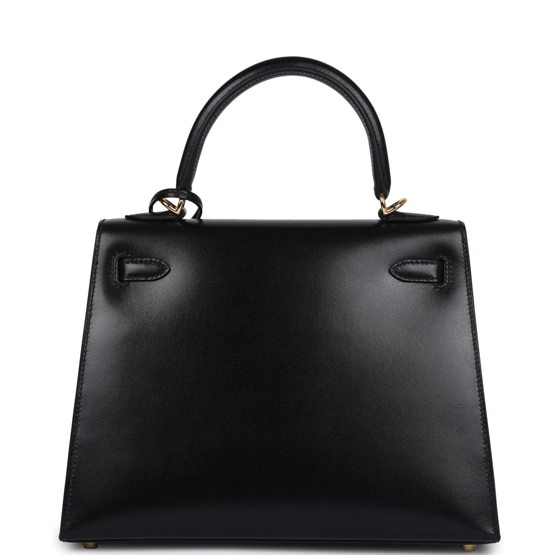 Hermes Kelly Sellier 25 Black Box Gold Hardware