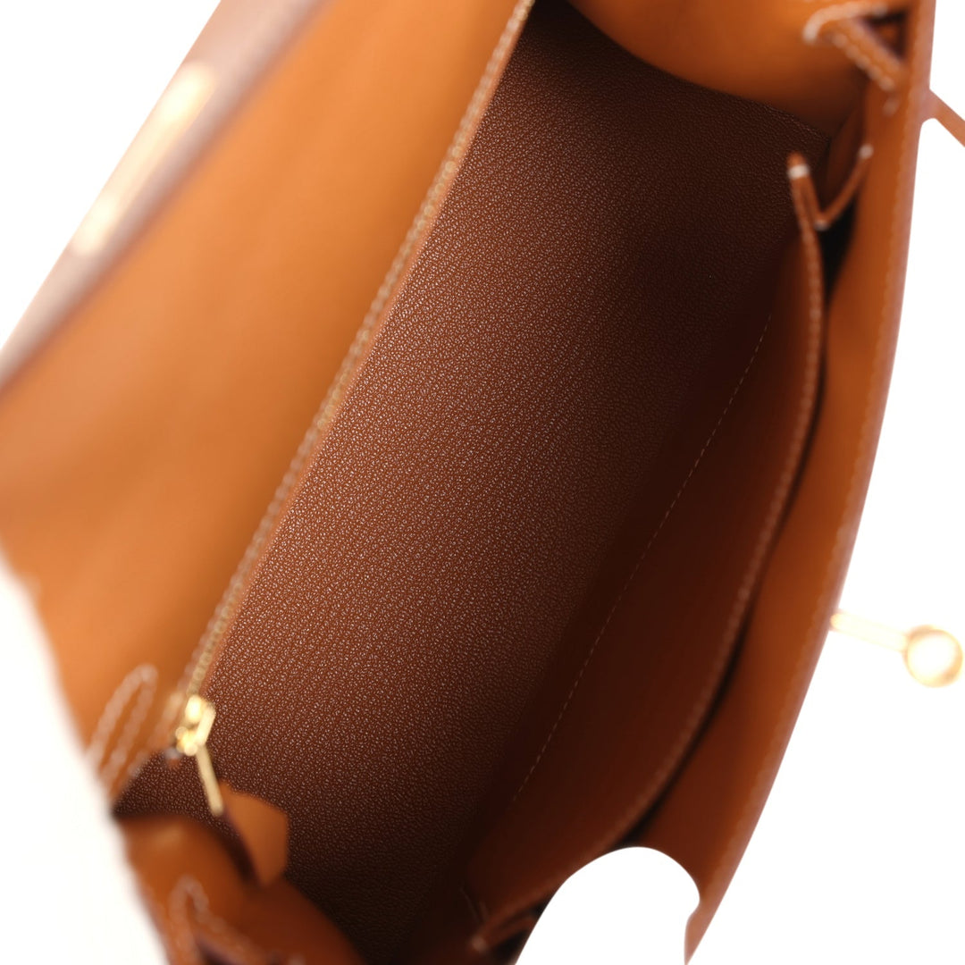 New Hermes Kelly Sellier 25 Gold Epsom Gold Hardware