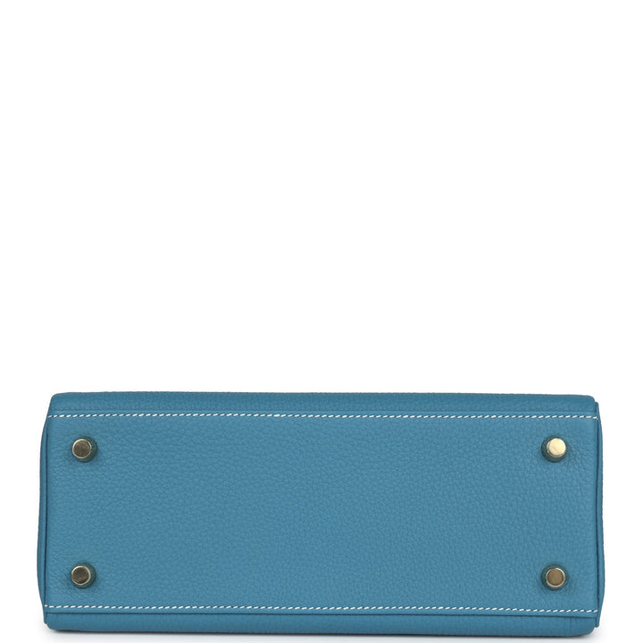 Hermes Kelly Retourne 25 Blue Jean Togo Gold Hardware
