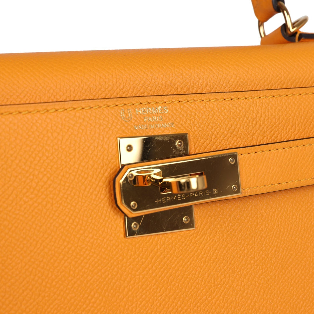 Hermes Special Order (HSS) Kelly Sellier 28 Jaune D'Or Epsom Gold Hardware