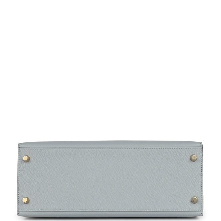 Hermes Special Order (HSS) Kelly Sellier 28 Bleu Glacier Verso Epsom Gold Hardware
