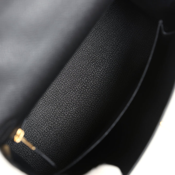 Hermes Kelly Sellier 25 Black Epsom Gold Hardware