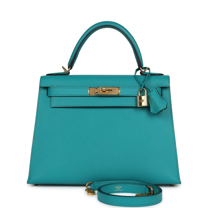 New Hermes Kelly Sellier 28 Vert Verone Epsom Gold Hardware