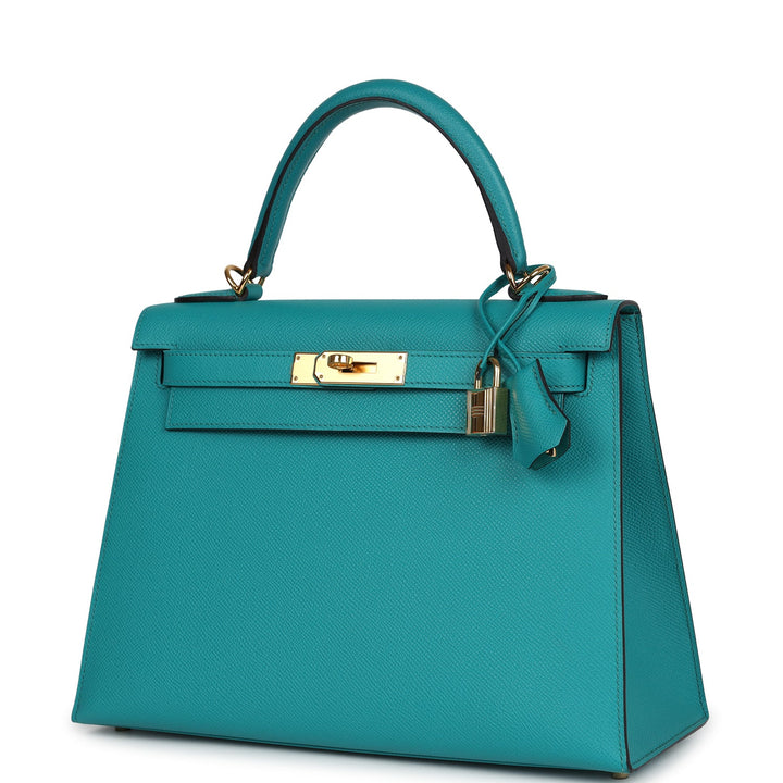 New Hermes Kelly Sellier 28 Vert Verone Epsom Gold Hardware