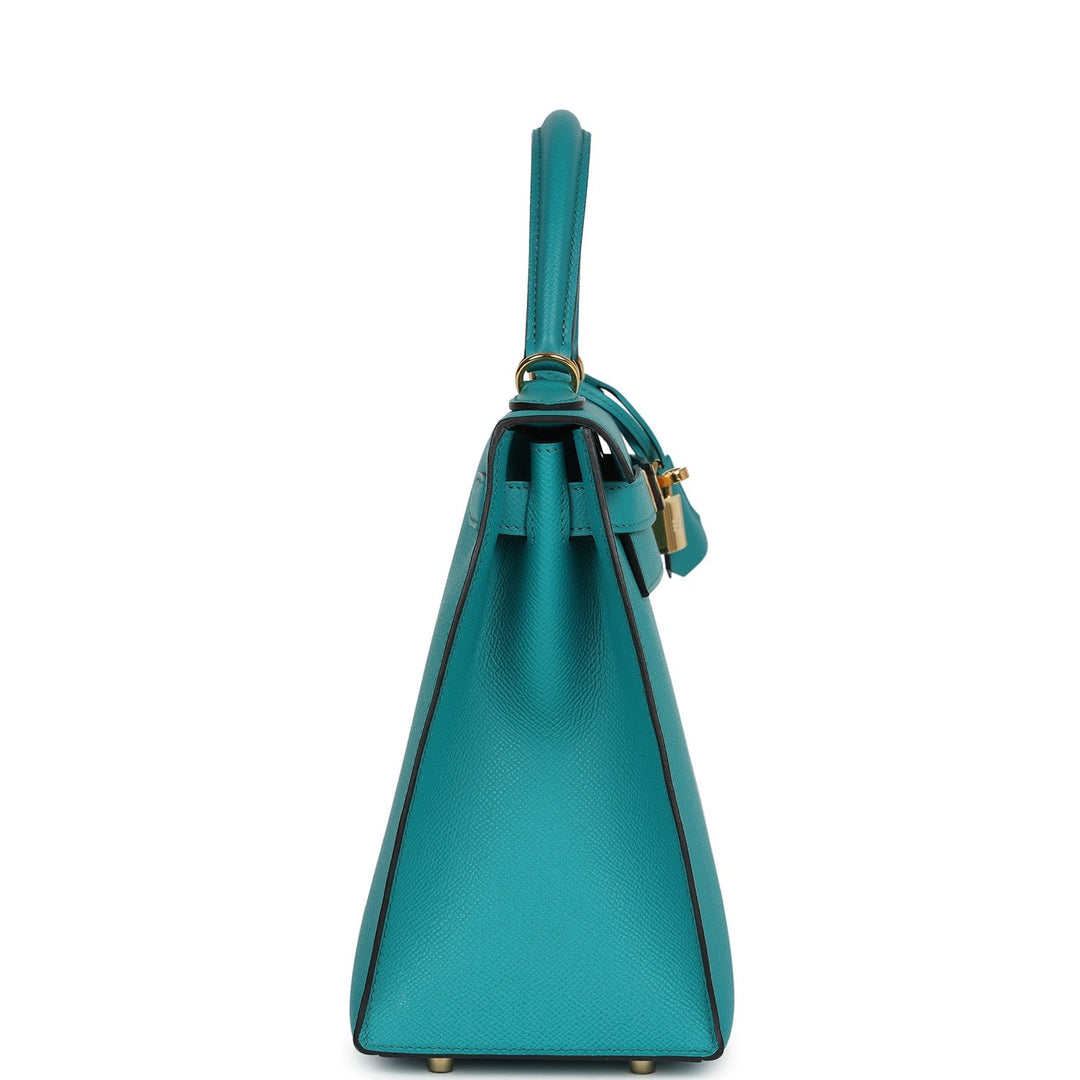 New Hermes Kelly Sellier 28 Vert Verone Epsom Gold Hardware