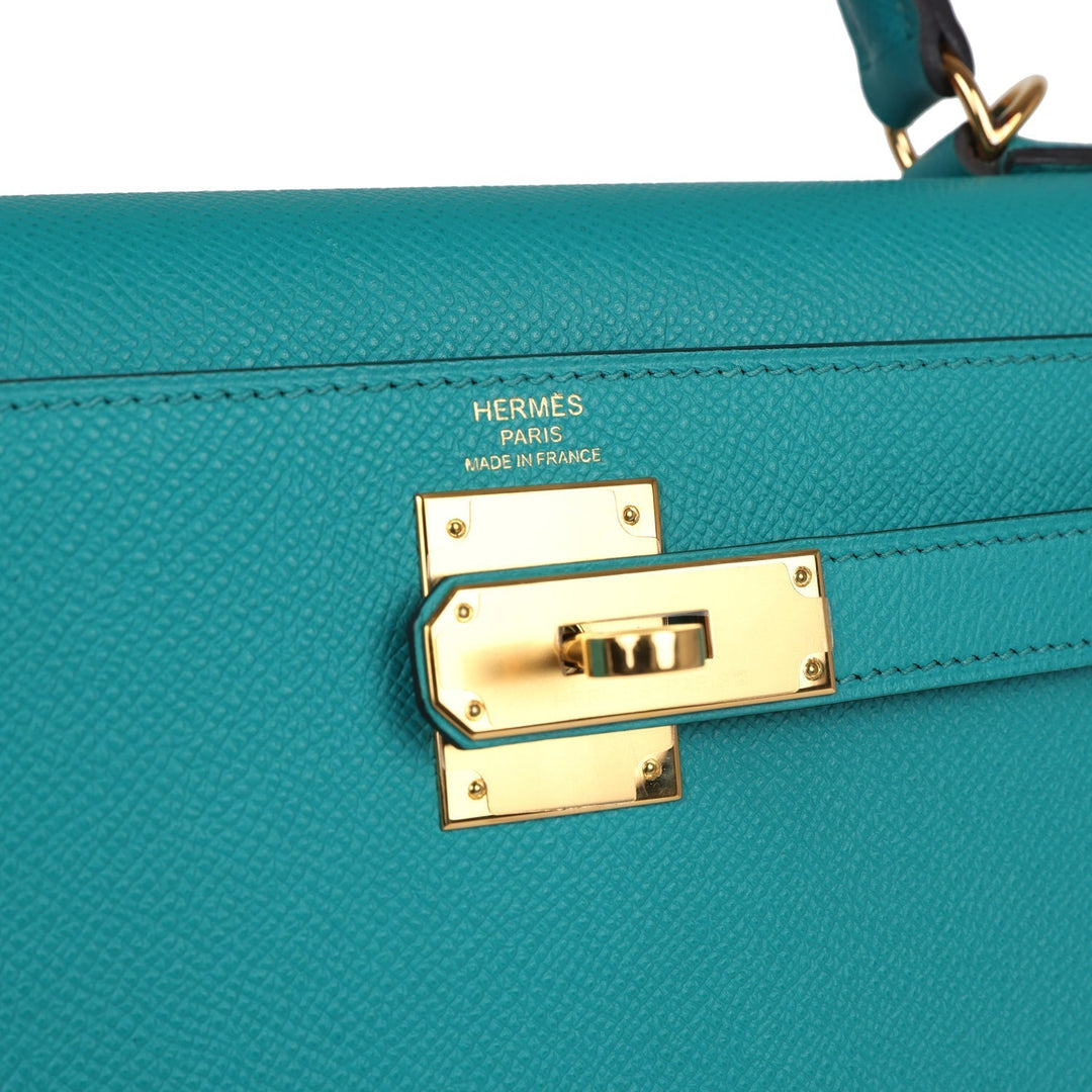 New Hermes Kelly Sellier 28 Vert Verone Epsom Gold Hardware