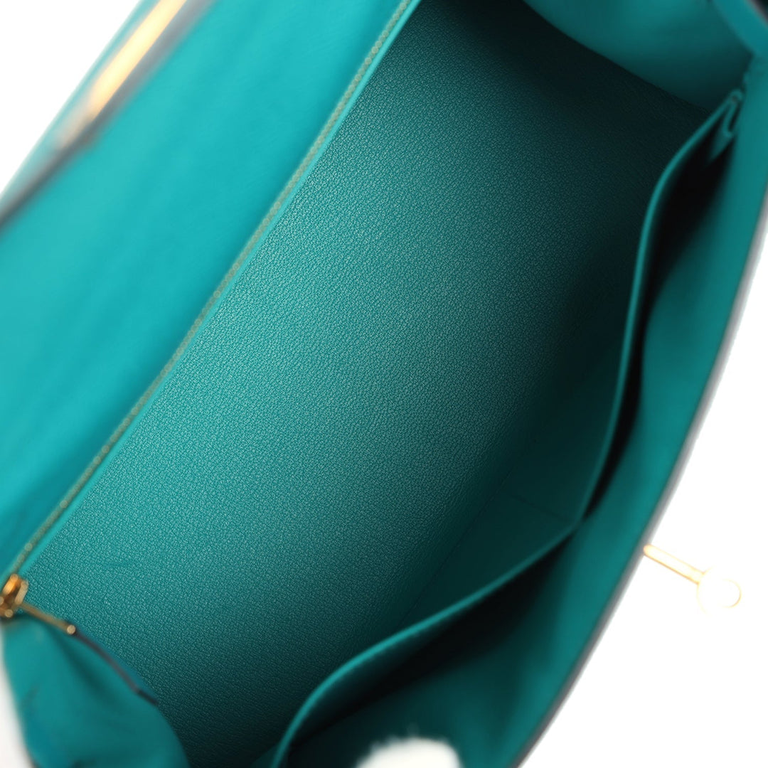 New Hermes Kelly Sellier 28 Vert Verone Epsom Gold Hardware