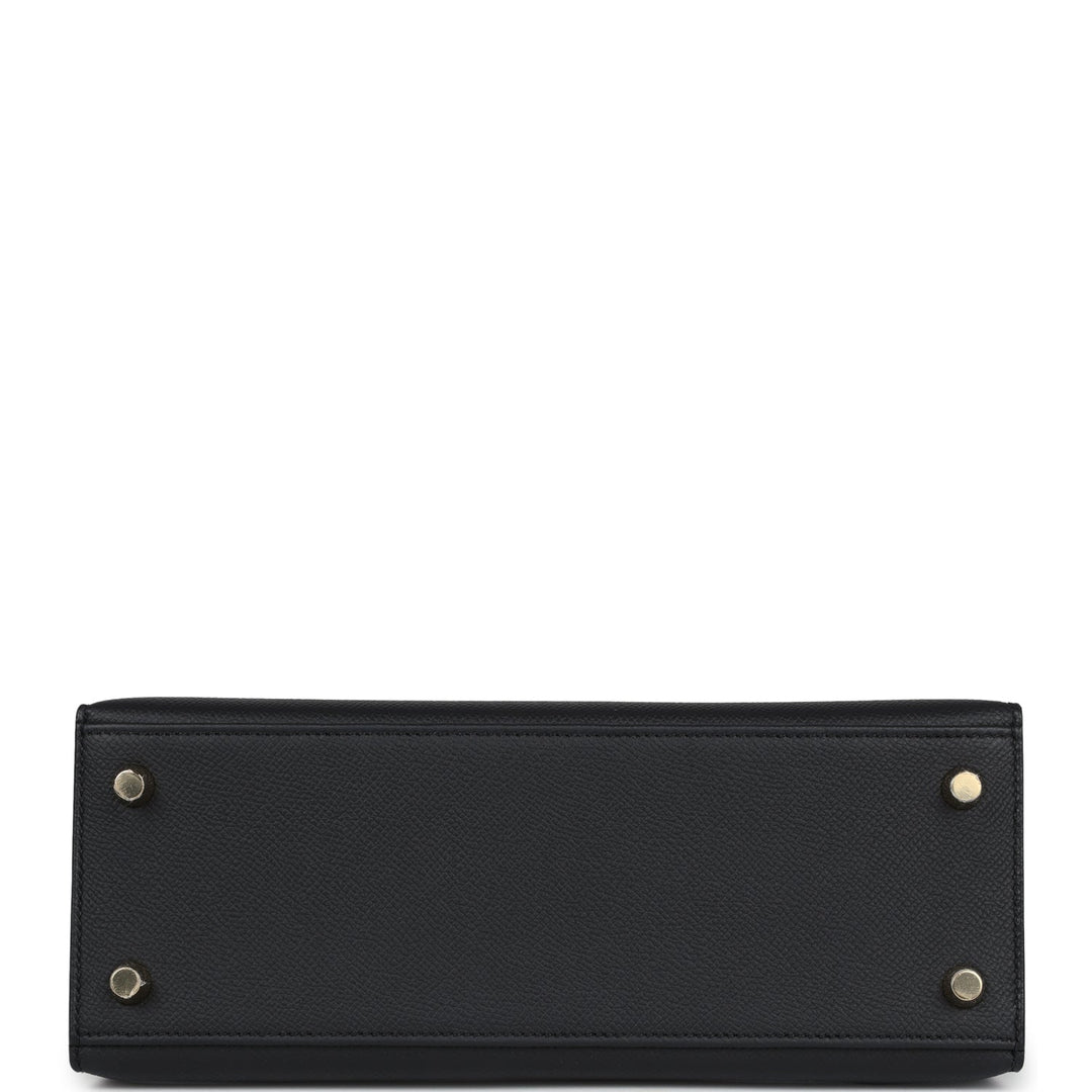 Hermes Kelly Sellier 25 Black Epsom Gold Hardware