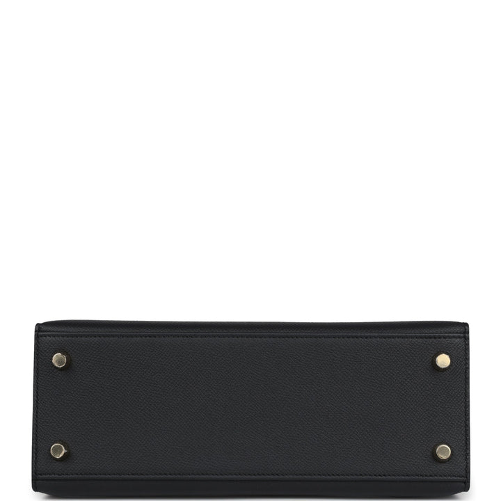 Hermes Kelly Sellier 25 Black Epsom Gold Hardware