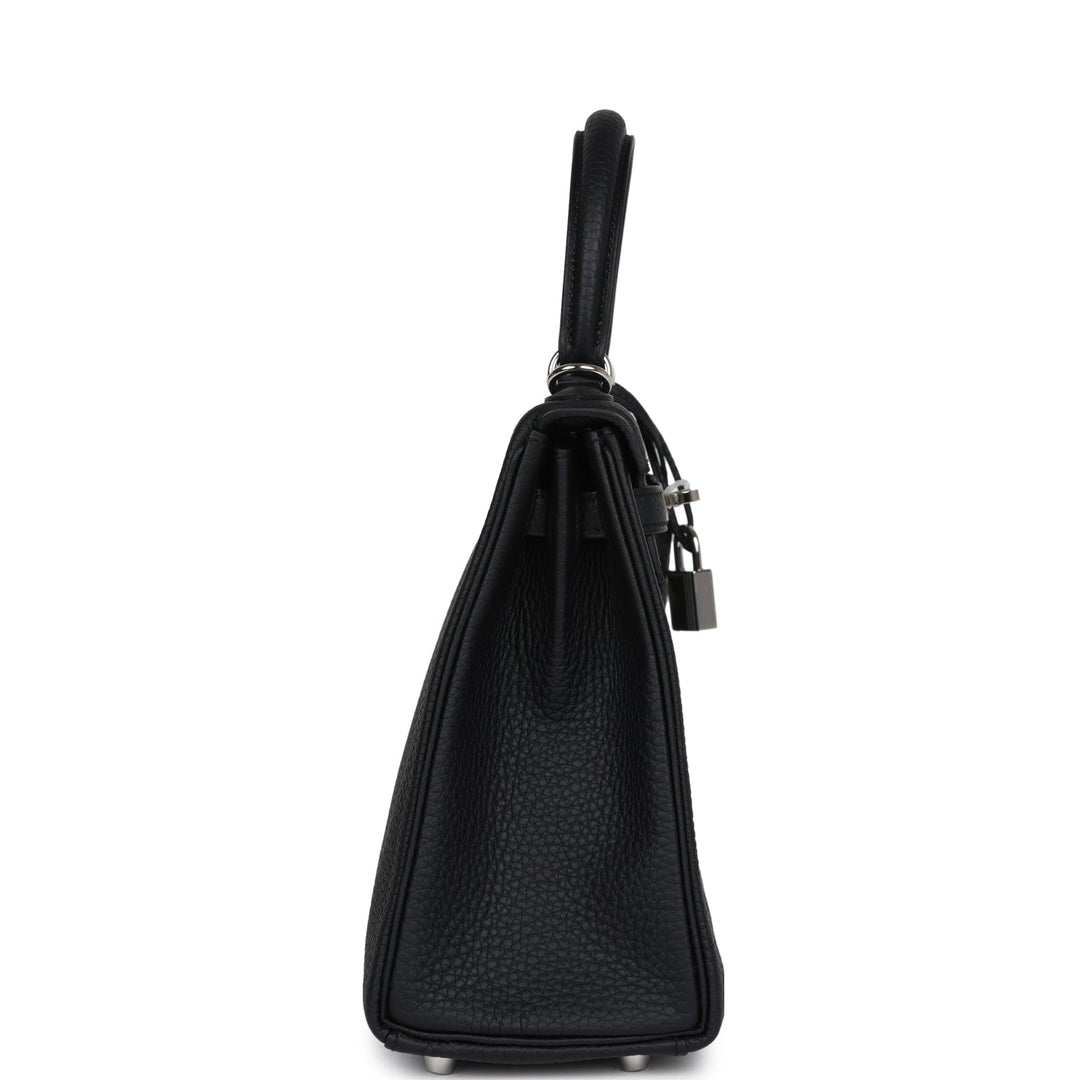 Hermes Kelly Retourne 25 Black Togo Palladium Hardware