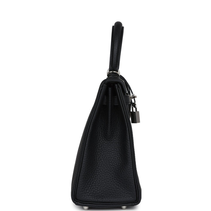 Hermes Kelly Retourne 25 Black Togo Palladium Hardware