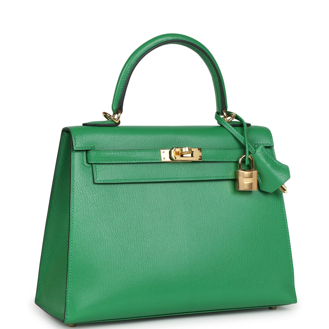 Hermes Kelly Sellier 25 Bambou Chevre Chamkila Gold Hardware
