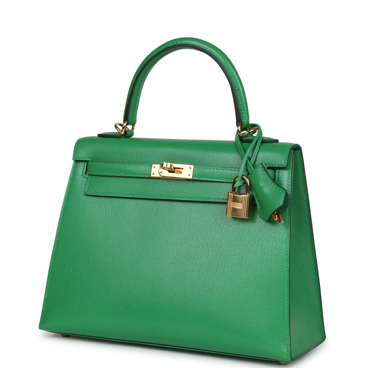 Hermes Kelly Sellier 25 Bambou Chevre Chamkila Gold Hardware