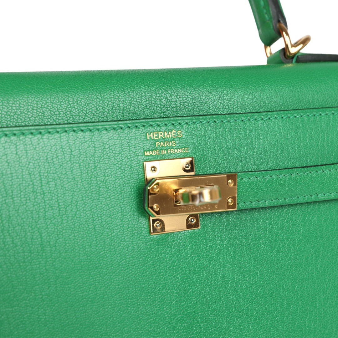 Hermes Kelly Sellier 25 Bambou Chevre Chamkila Gold Hardware