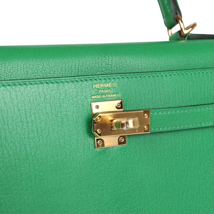 Hermes Kelly Sellier 25 Bambou Chevre Chamkila Gold Hardware