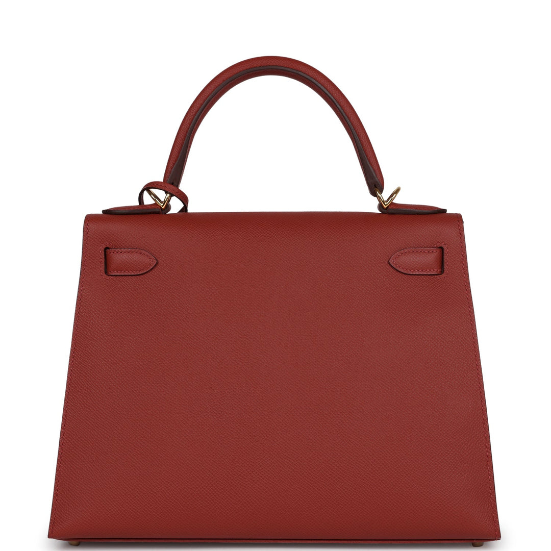 Hermes Kelly Sellier 28 Rouge Venitien Epsom Gold Hardware