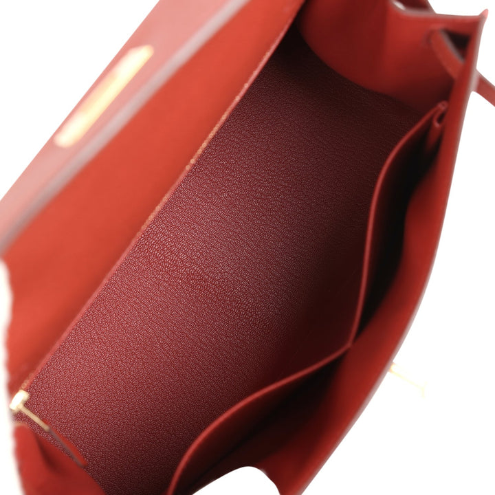 Hermes Kelly Sellier 28 Rouge Venitien Epsom Gold Hardware