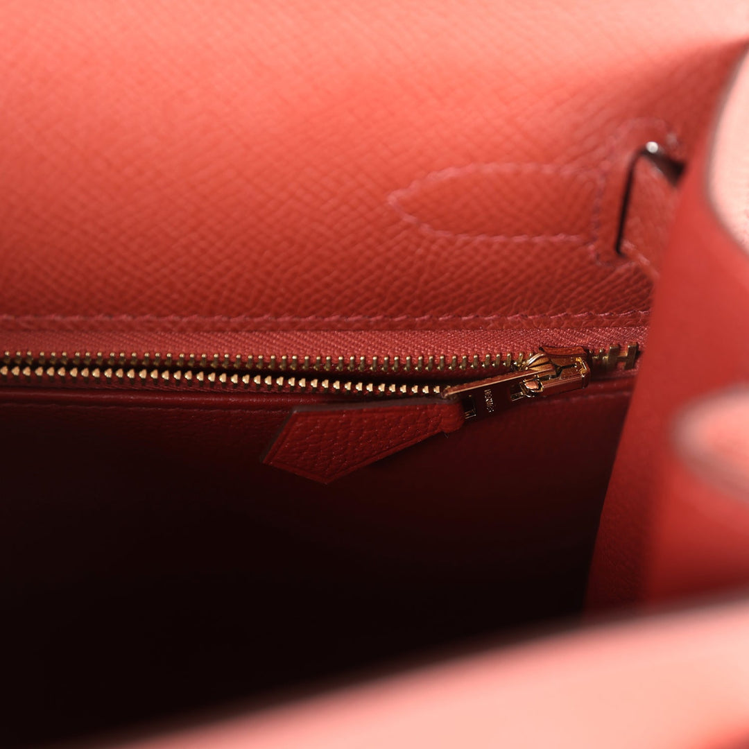 Hermes Kelly Sellier 28 Rouge Venitien Epsom Gold Hardware