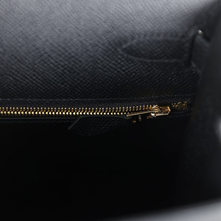 New Hermes Kelly Sellier 28 Black Epsom Gold Hardware