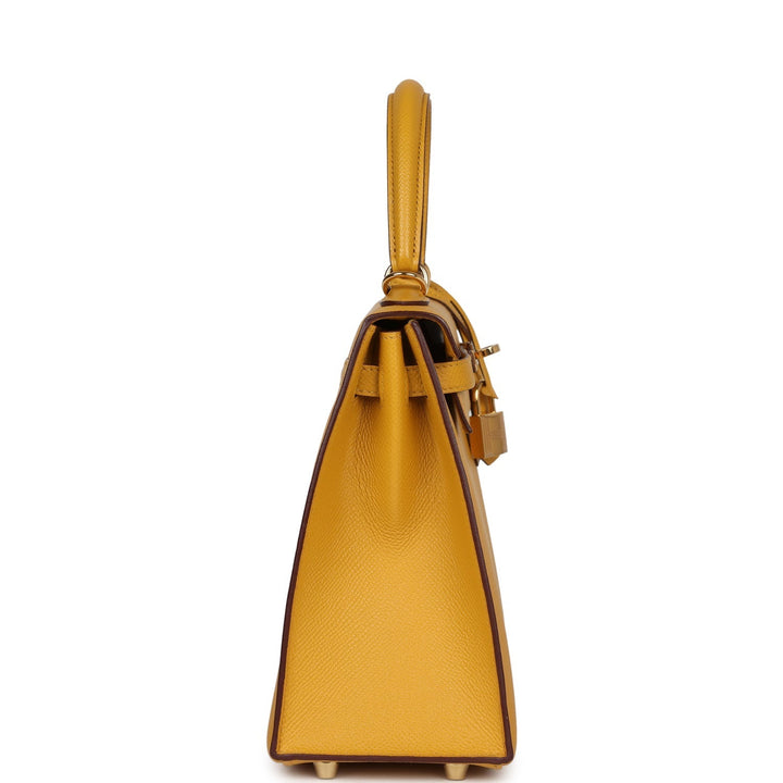 Hermes Kelly Sellier 25 Jaune Ambre Epsom Gold Hardware