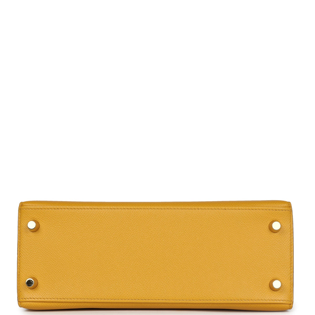 Hermes Kelly Sellier 25 Jaune Ambre Epsom Gold Hardware