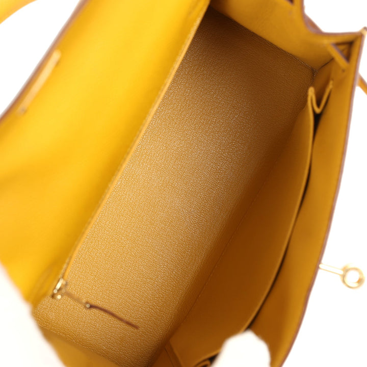 Hermes Kelly Sellier 25 Jaune Ambre Epsom Gold Hardware