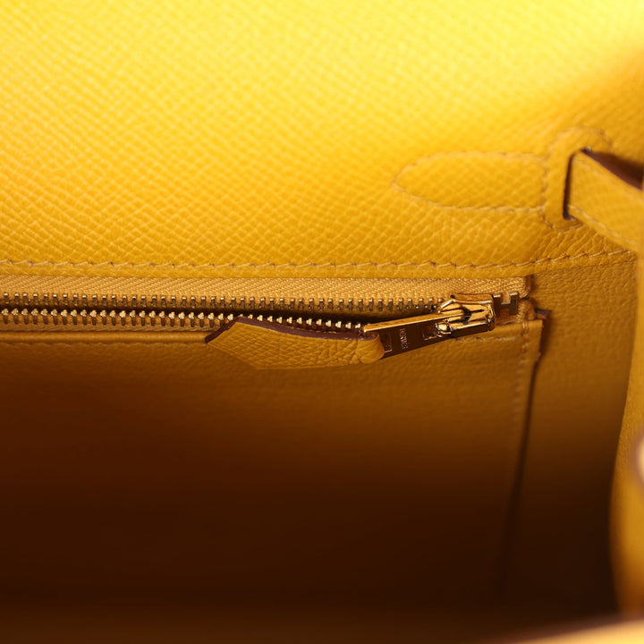 Hermes Kelly Sellier 25 Jaune Ambre Epsom Gold Hardware