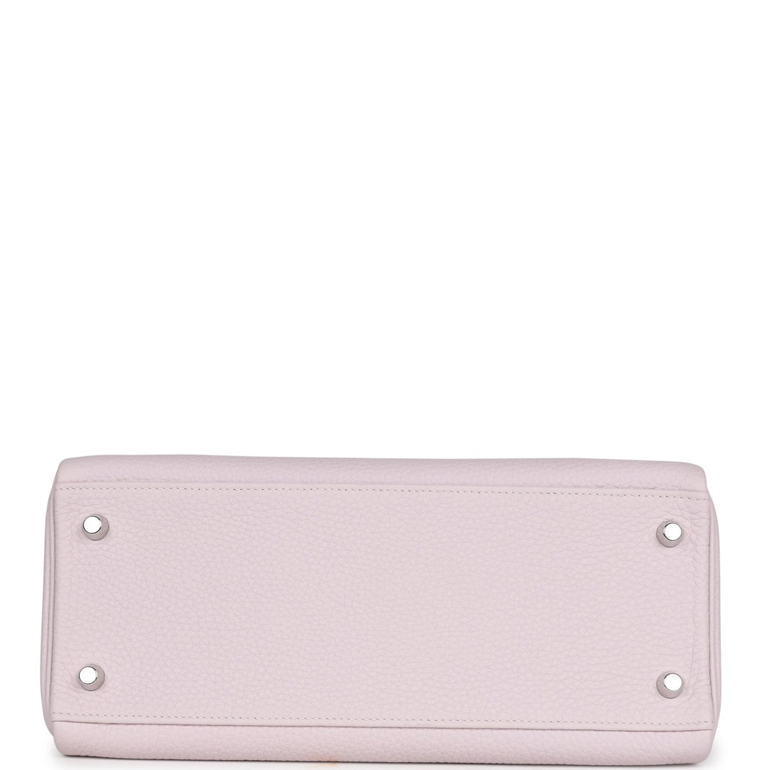 New Hermes Kelly Retourne 28 Mauve Pale Clemence Palladium Hardware