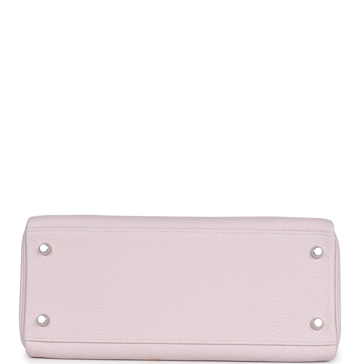 New Hermes Kelly Retourne 28 Mauve Pale Clemence Palladium Hardware