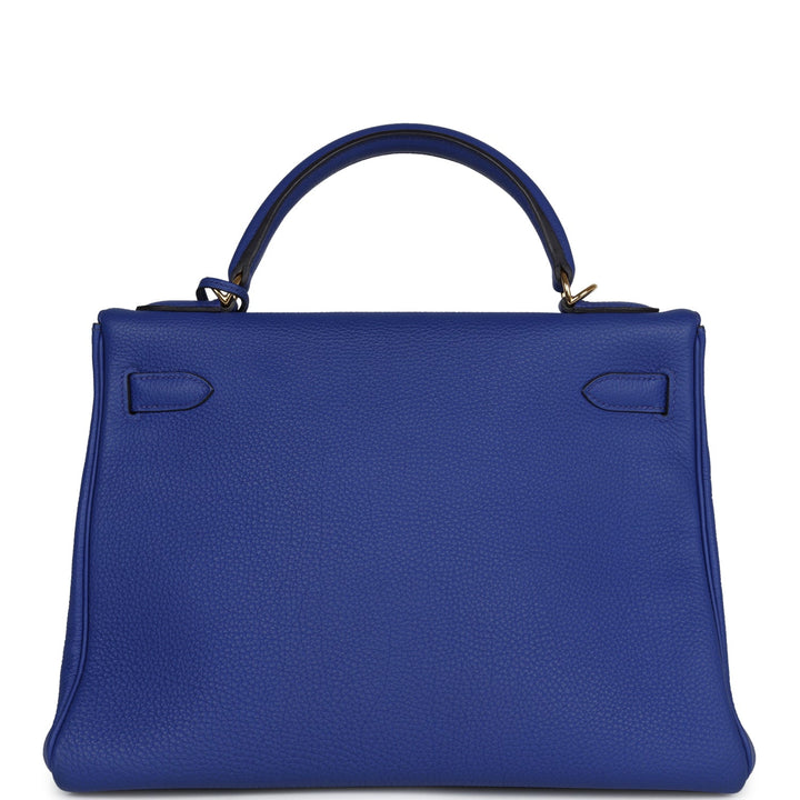 New Hermes Kelly Retourne 32 Bleu Electric Togo Gold Hardware