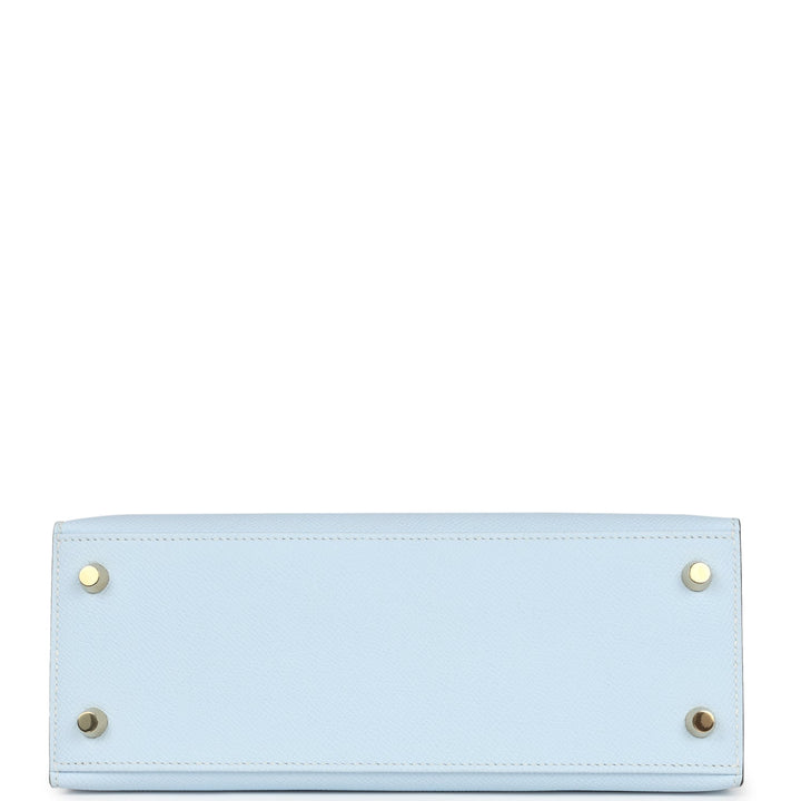 Hermes Kelly Sellier 25 Bleu Brume Epsom Gold Hardware
