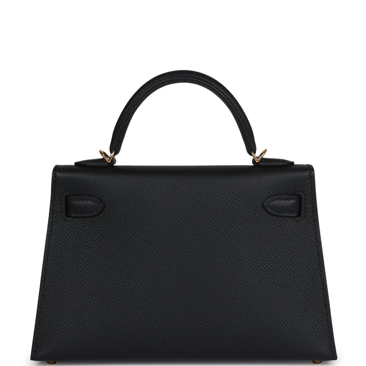 Hermes Kelly Sellier 20 Black Epsom Gold Hardware