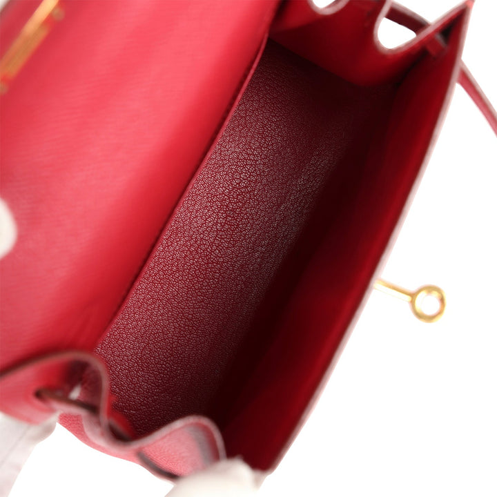 Hermes Kelly Sellier 20 Rouge Vif Courchevel Gold Hardware