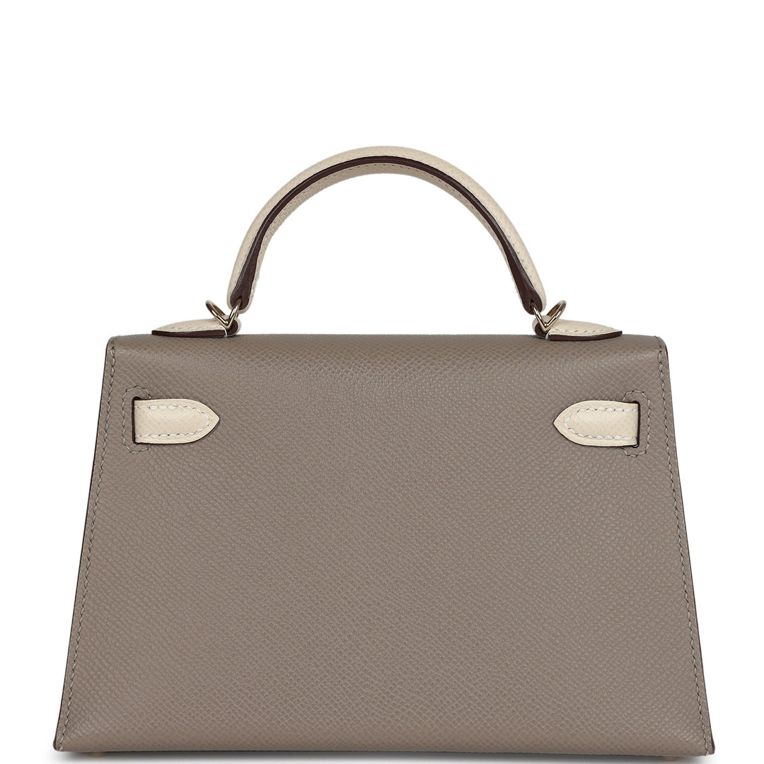 New Hermes Special Order (HSS) Kelly Sellier 20 Craie and Gris Asphalte Epsom Permabrass Hardware