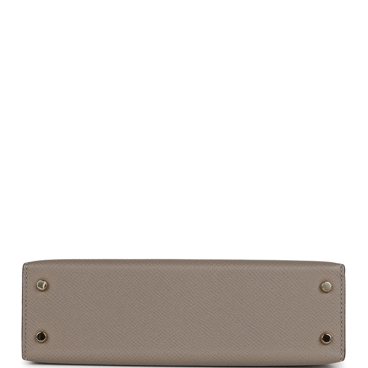 New Hermes Special Order (HSS) Kelly Sellier 20 Craie and Gris Asphalte Epsom Permabrass Hardware