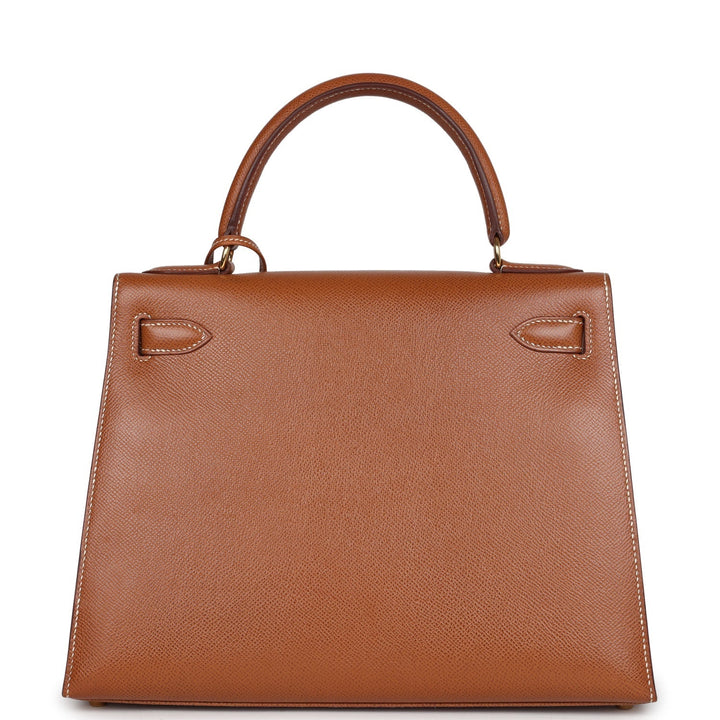 Vintage Hermes Kelly Sellier 28 Gold Courchevel Gold Hardware