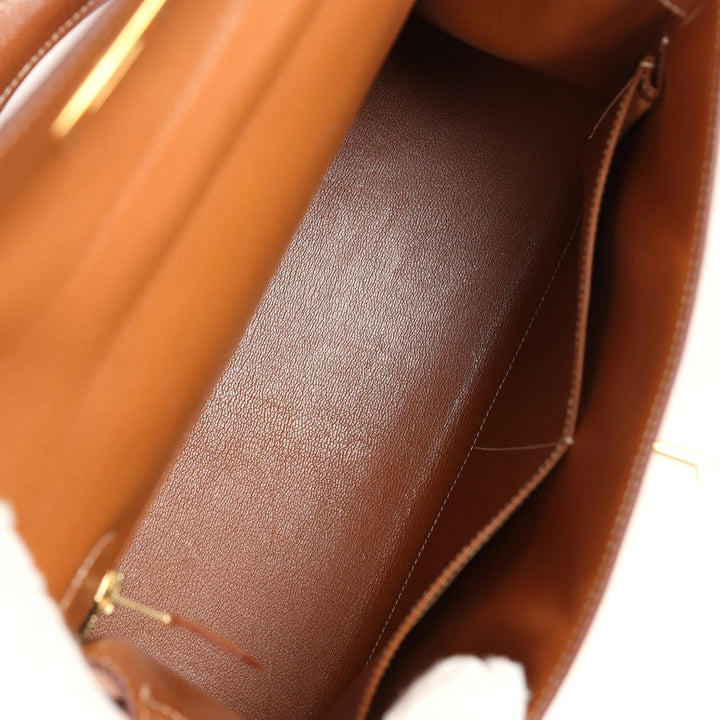 Vintage Hermes Kelly Sellier 28 Gold Courchevel Gold Hardware